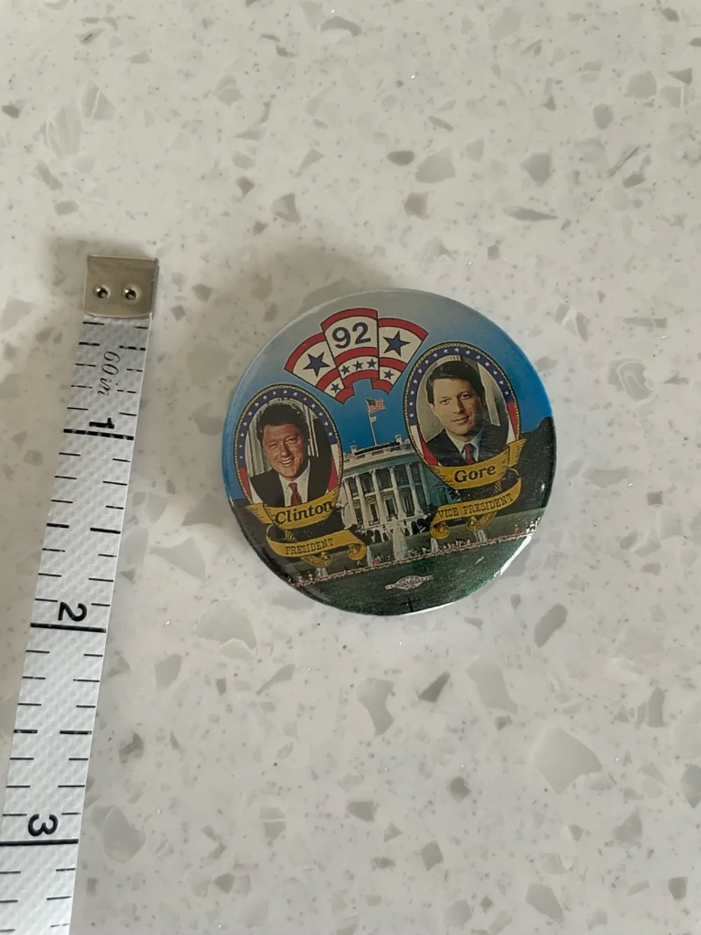 Bill Clinton President Al Gore Vice President 1992 Election Pin Campaign Button